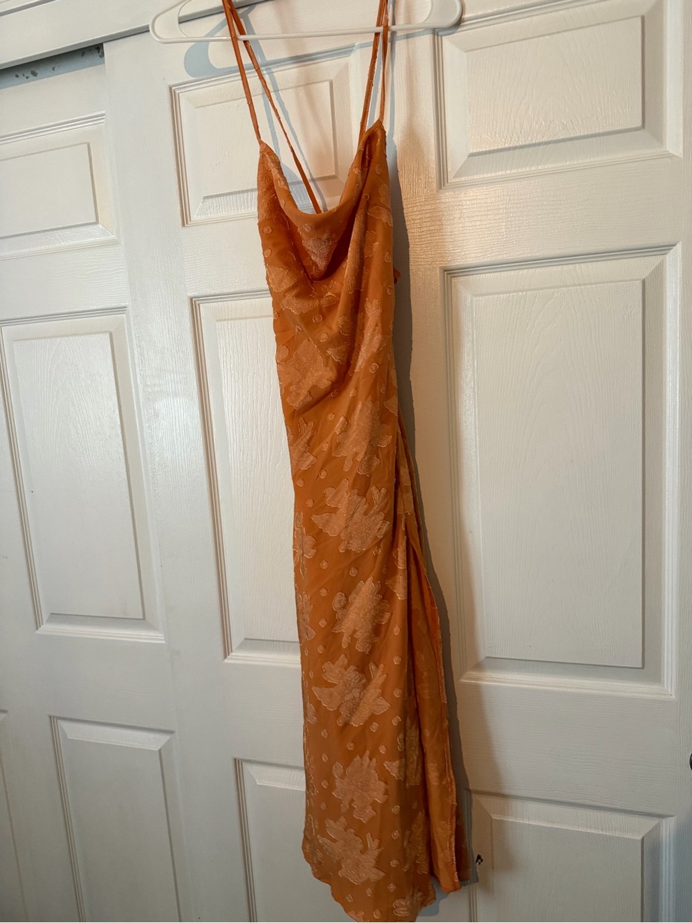 Hello Molly Orange Floral Midi Slip Dress